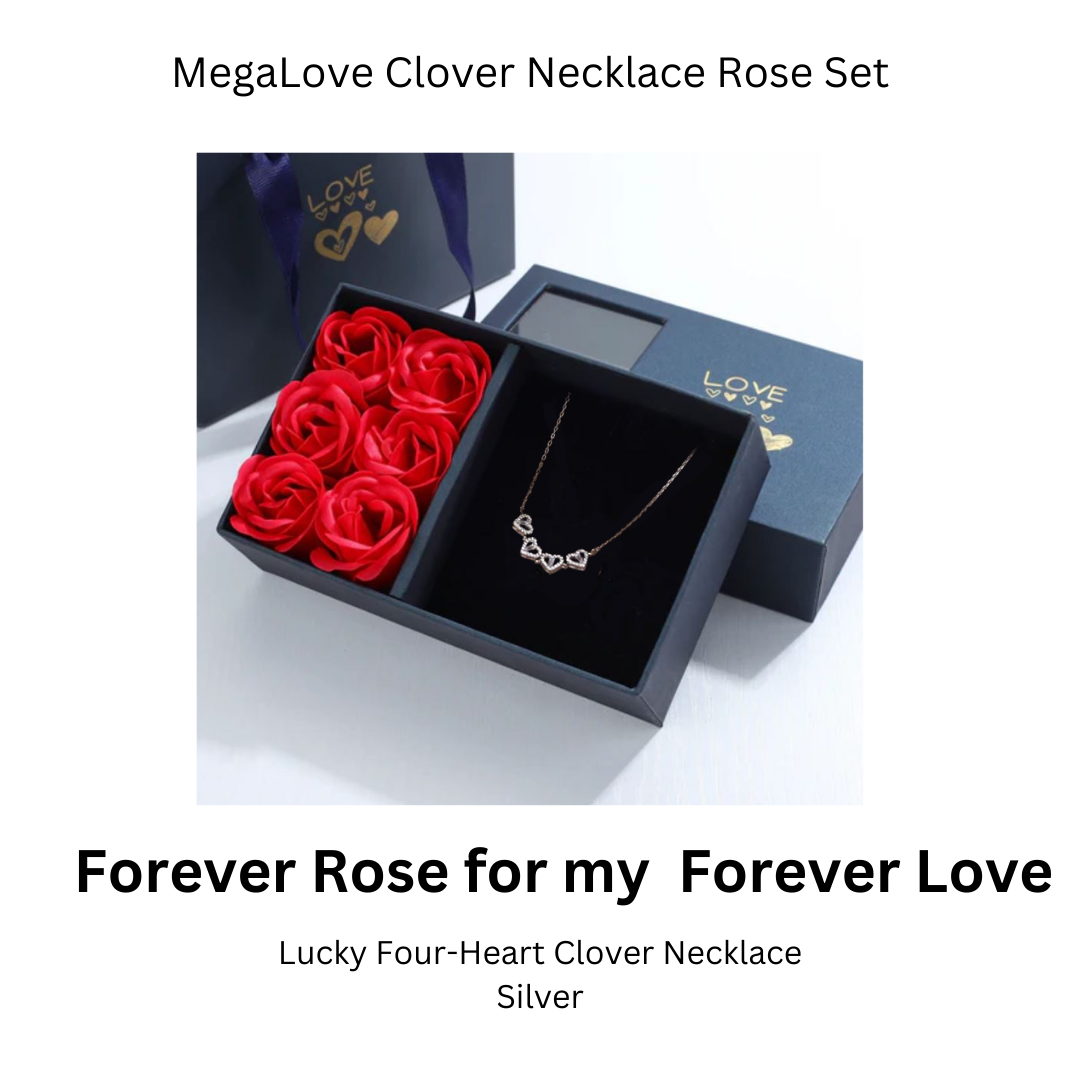 MegaLove Clover Necklace Rose Set