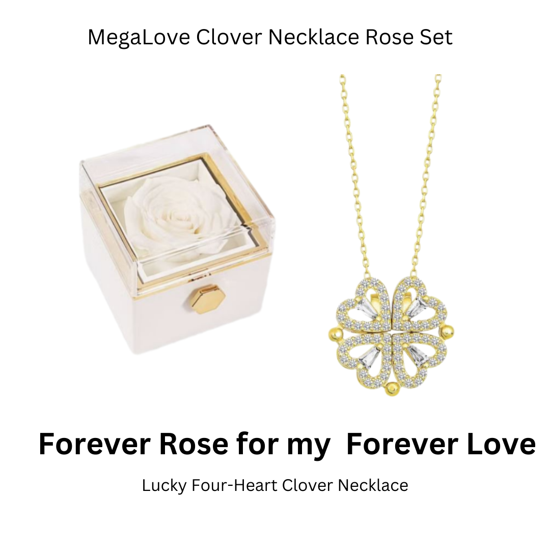 MegaLove Clover Necklace Rose Set