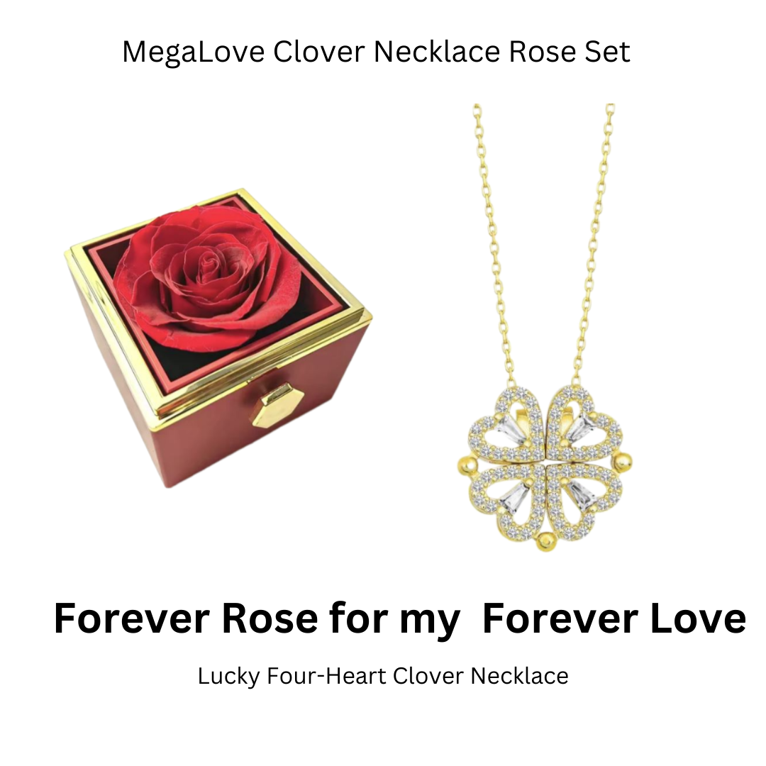 MegaLove Clover Necklace Rose Set