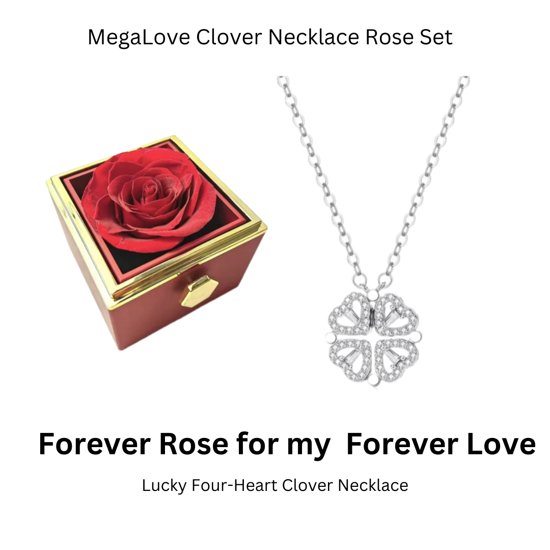 MegaLove Clover Necklace Rose Set